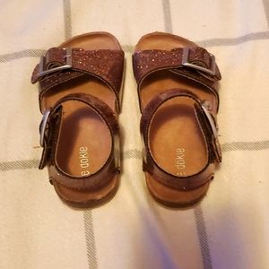 Okie Dokie Ankle Strap Footbed Sandals- Multi sparkle color-NWOT